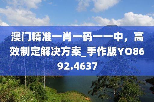 澳门精准一肖一码一一中，高效制定解决方案_手作版YO8692.4637