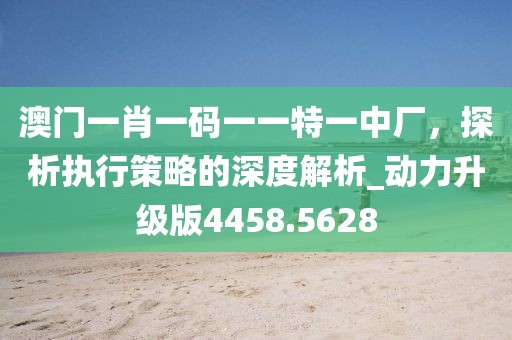 澳门一肖一码一一特一中厂，探析执行策略的深度解析_动力升级版4458.5628