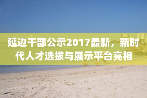 延边干部公示2017最新，新时代人才选拔与展示平台亮相