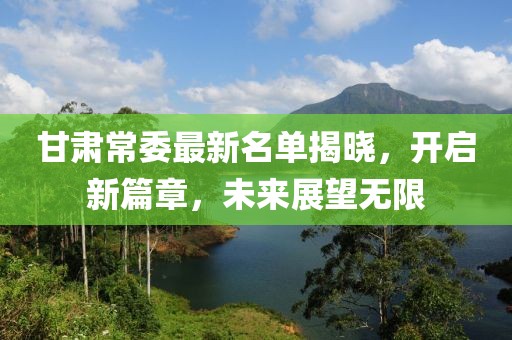 甘肃常委最新名单揭晓，开启新篇章，未来展望无限